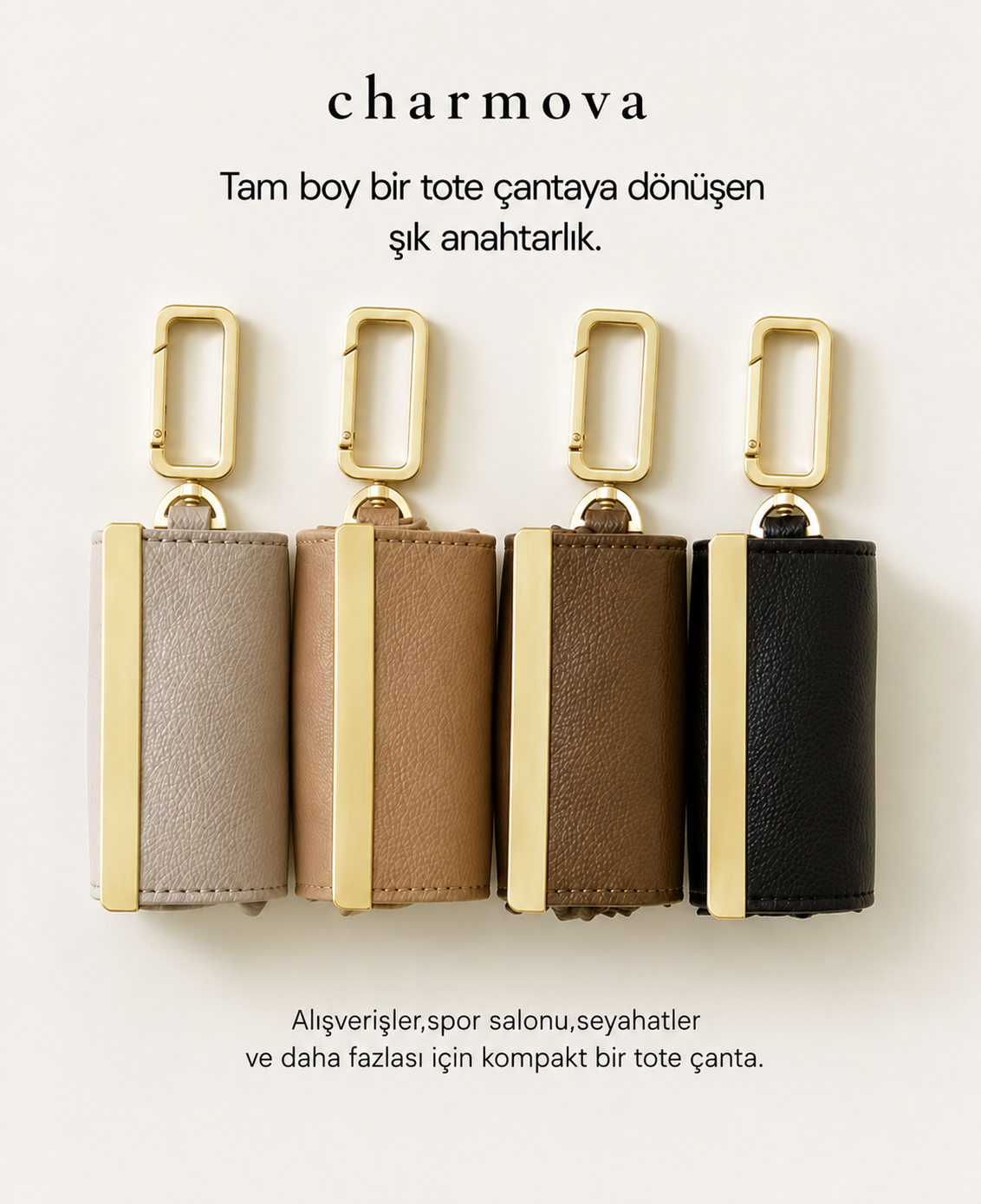 Charmova Keychain Tote Bag - Katlanabilir Anahtarlık Çanta